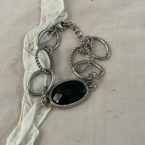 Brilliance Fine Jewelry
Womens Stainless Steel Black Glass Link Bracelet